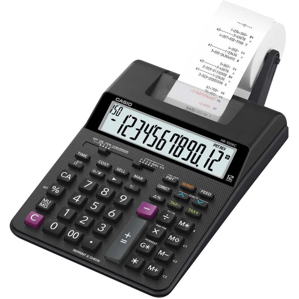 Calculadora De Impressao 12 Dig. Reimpressao Bivolt Pr. Casio
