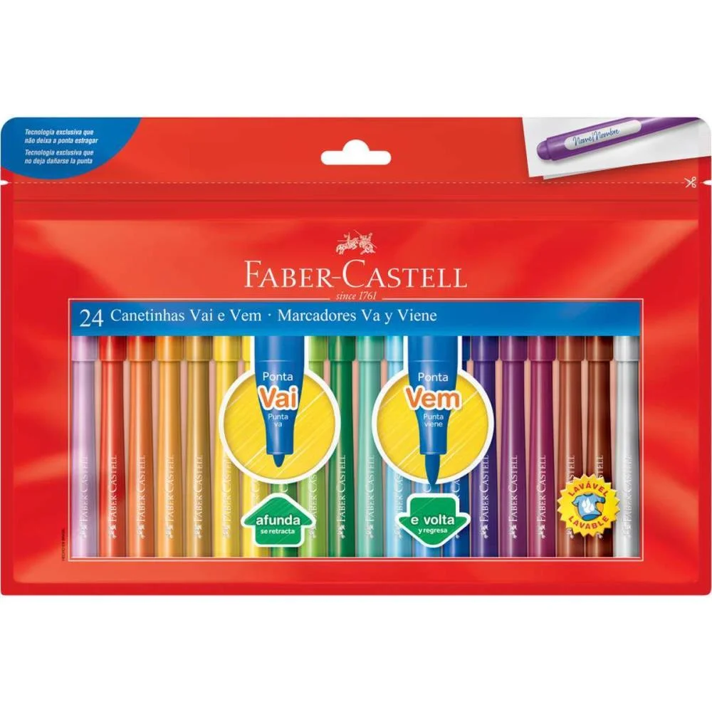 Caneta Hidrografica Vai E Vem 24 Cores Faber-Castell (Pct.c/03) - imagem 3