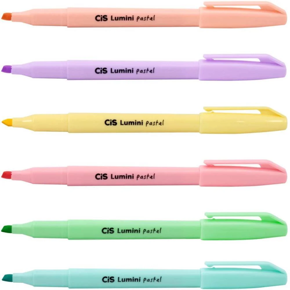 Caneta Marca Texto Cis Lumini Tons Pastel 6 Cores Sertic (Estojo) - imagem 4