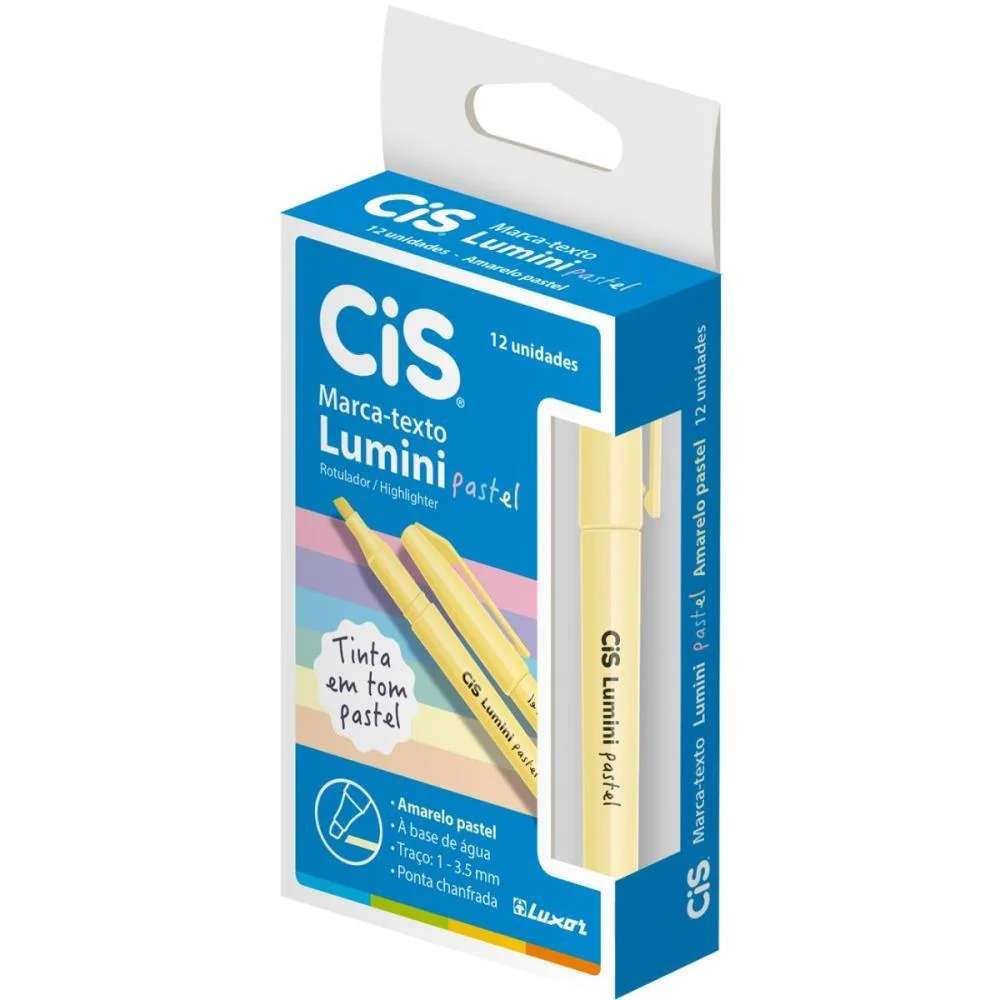 Caneta Marca Texto Cis Lumini Amarelo Pastel Sertic (Cx.c/12) - imagem 2