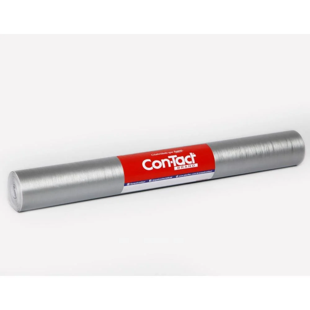 Contact Decorado 45Cmx10M Aco Escovado Prata Contact (Rolo) - imagem 2