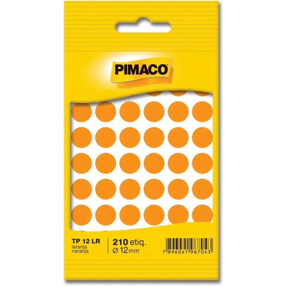 Etiqueta Redonda Tp-12 Laranja Redonda 12 Mm Pimaco (Ct.c/210) - imagem 2