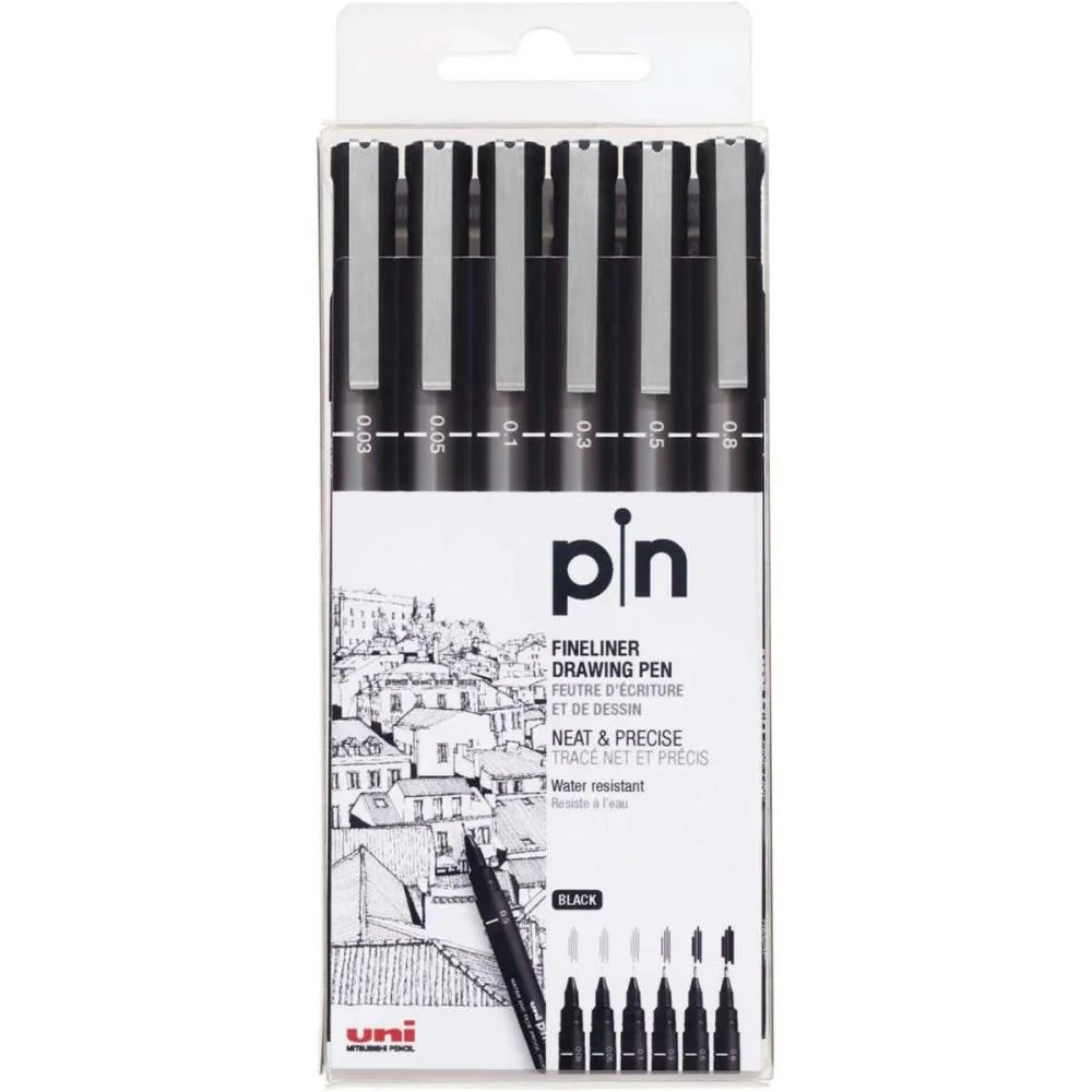 Caneta Tecnica Uni Pin 6 Graduacoes Preta Sertic (Est.c/06) - imagem 3
