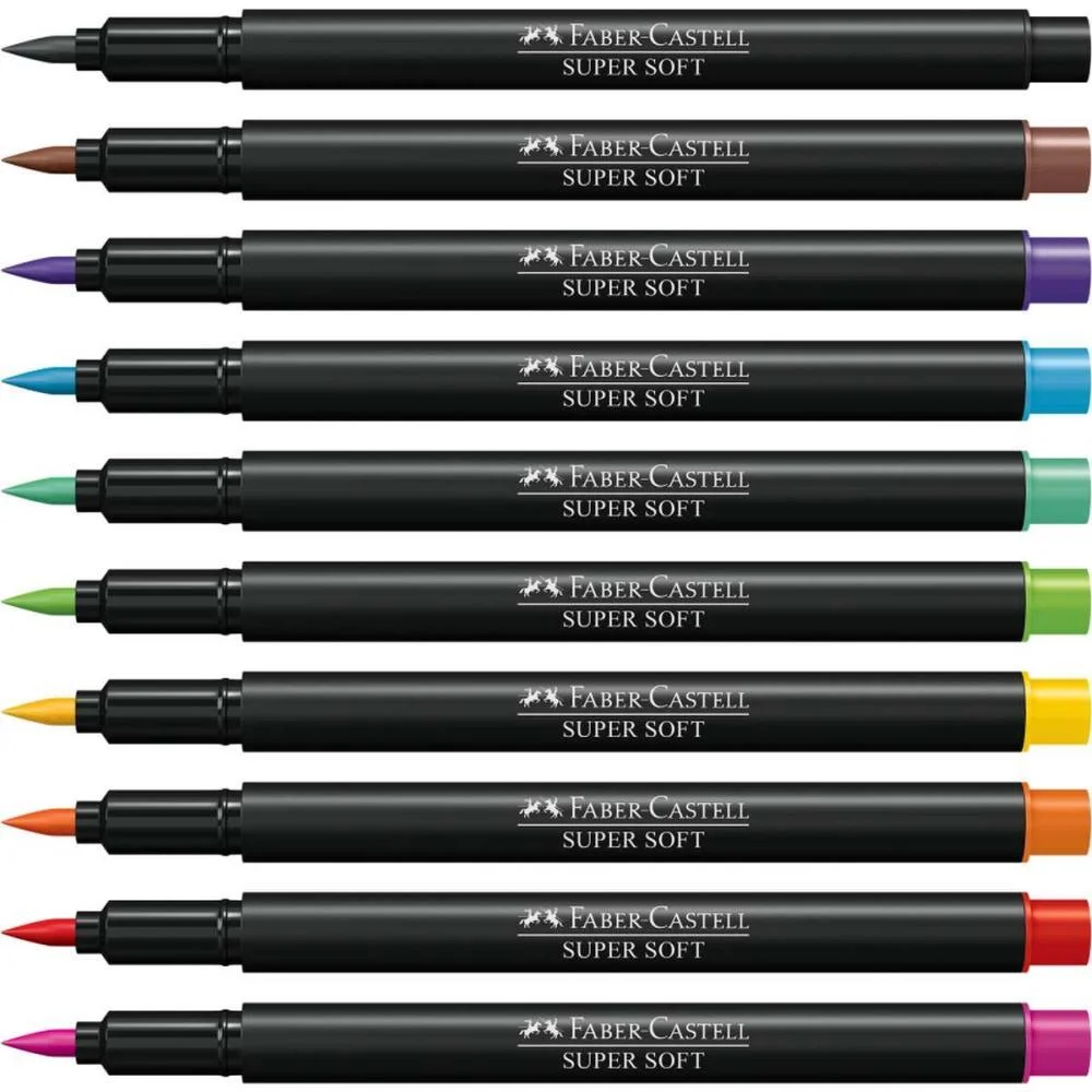 Caneta Hidrografica Supersoft Brush 10Cores Faber-Castell (Cx.c/06) - imagem 4