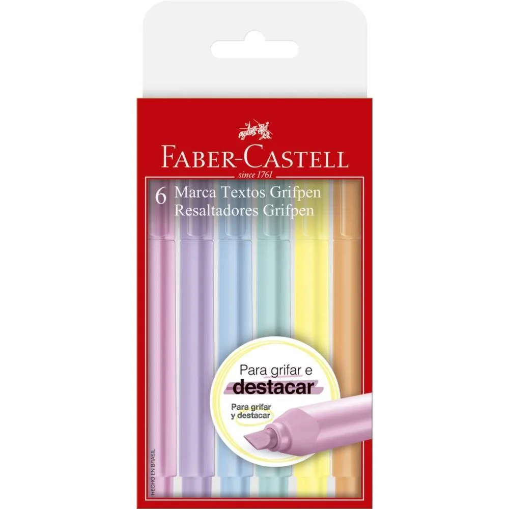 Caneta Marca Texto Grifpen 6Cores Pastel Faber-Castell (Pct.c/06) - imagem 3