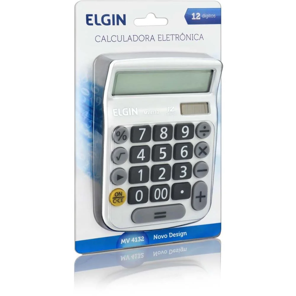 Calculadora De Mesa 12 Dig. Visor Lcd Solar/Bat Br Elgin - imagem 4