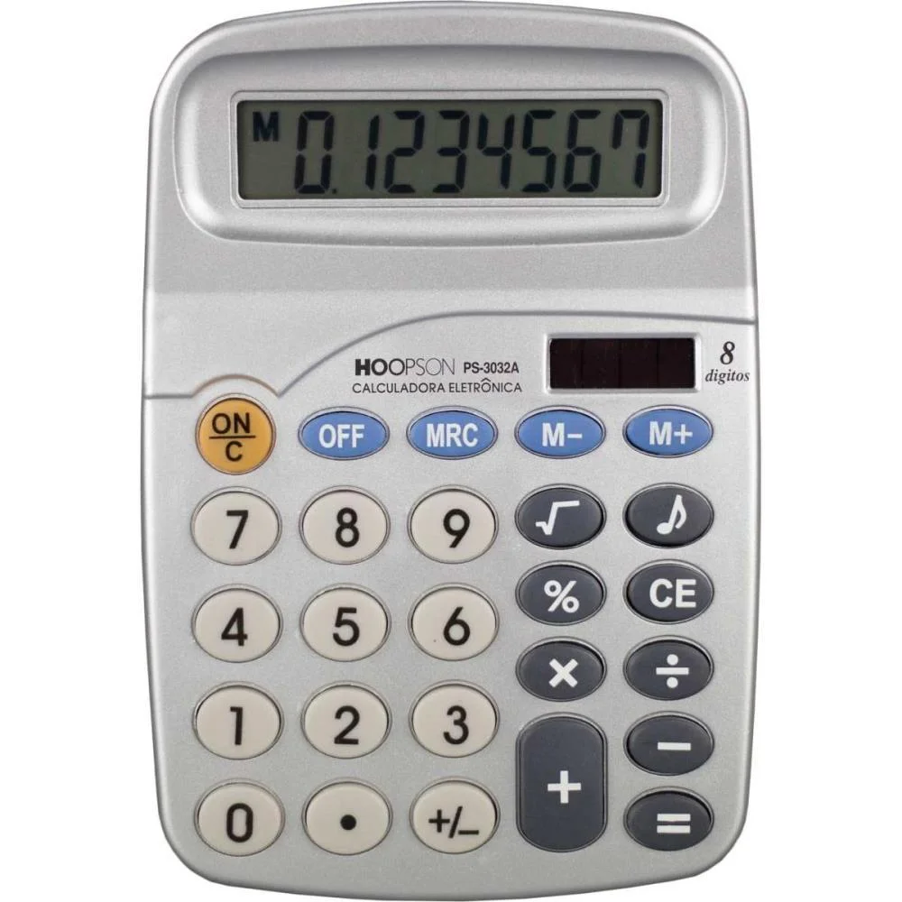 Calculadora De Mesa 8Digitos Bateria Cinza Mercoriental - imagem 3