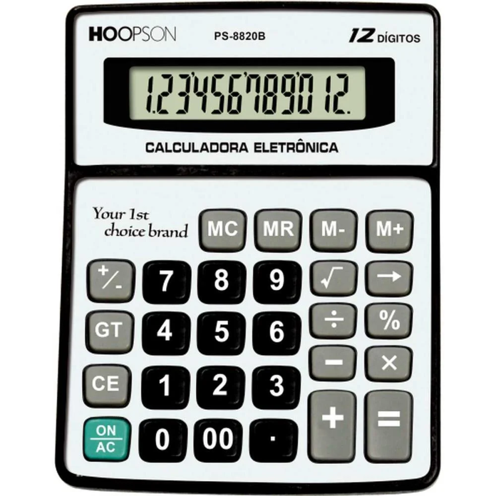 Calculadora De Mesa 12Digitos Pilha Aaa Cinza Mercoriental - imagem 2