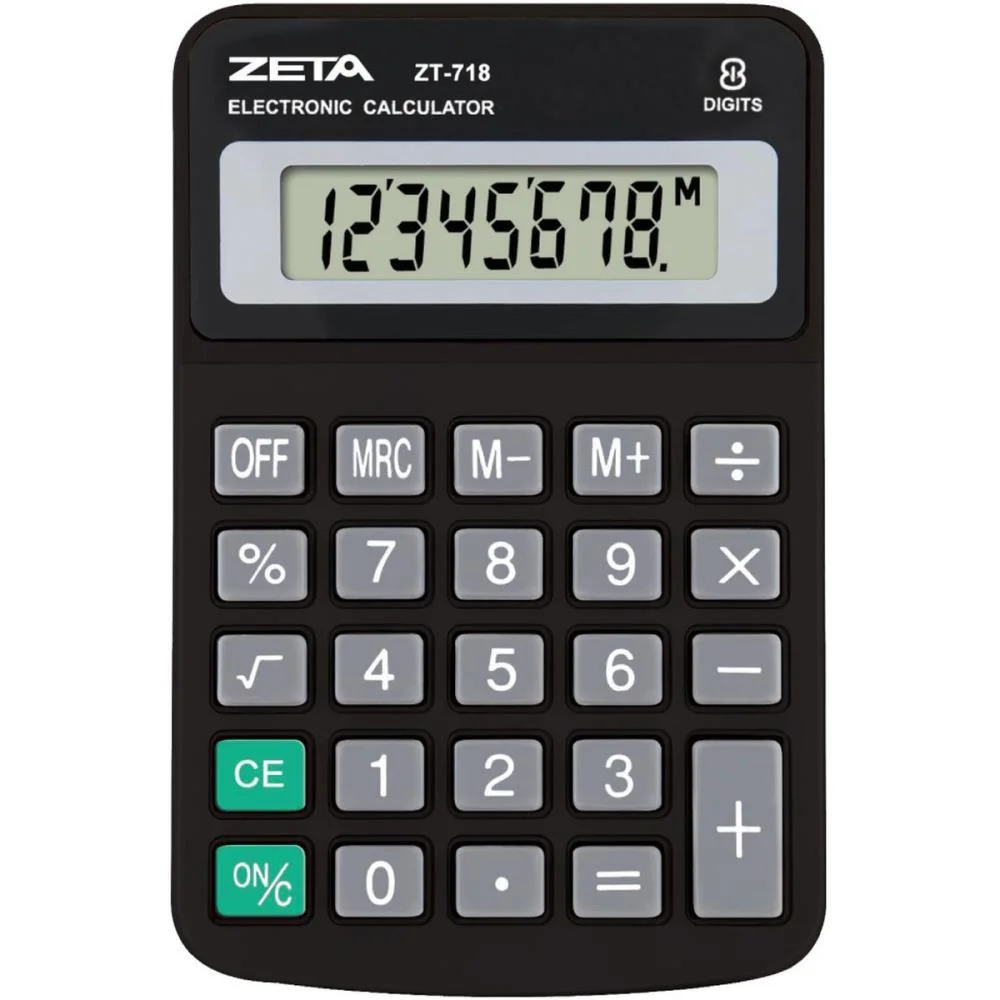 Calculadora De Bolso 8 Dig. Zeta Zt718 Preta Procalc - imagem 3