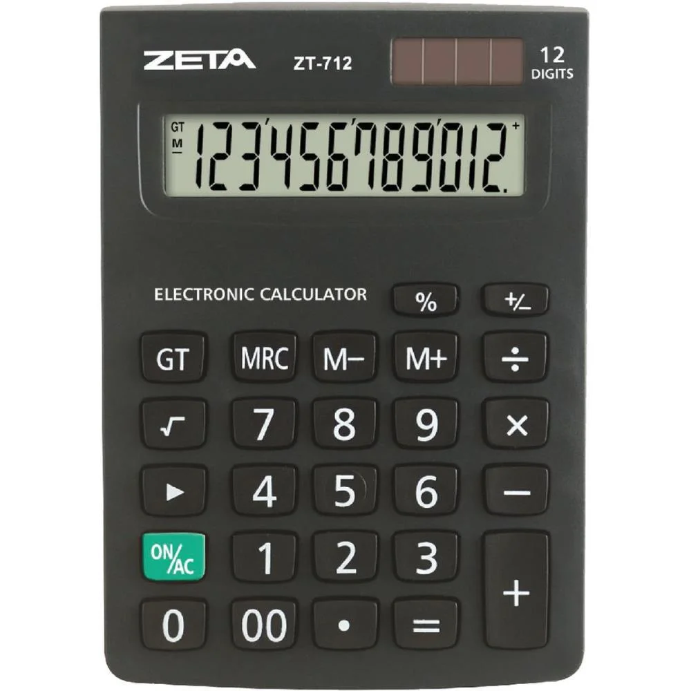 Calculadora De Mesa 12 Dig. Zetta Zt712 Preta Procalc - imagem 2