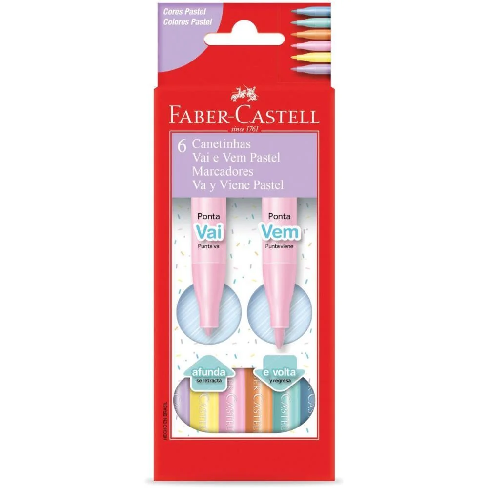 Caneta Hidrografica Tons Pastel Vai E Vem 6 Cores Faber-Castell (Pct.c/12) - imagem 3