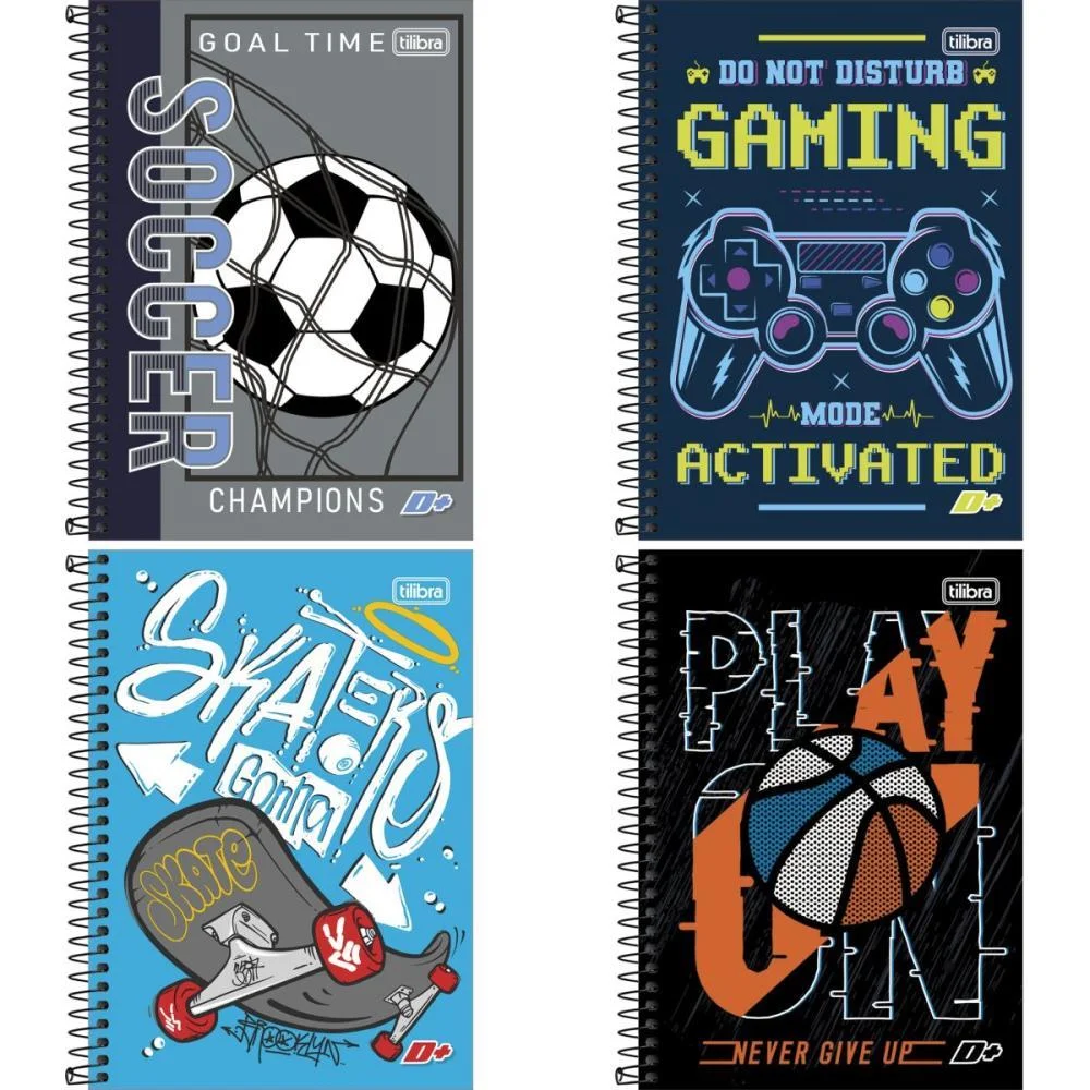 Caderno Espiral Pequeno Capa Dura D+ 200Fls. Masculino Tilibra (Pct.c/04) - imagem 2