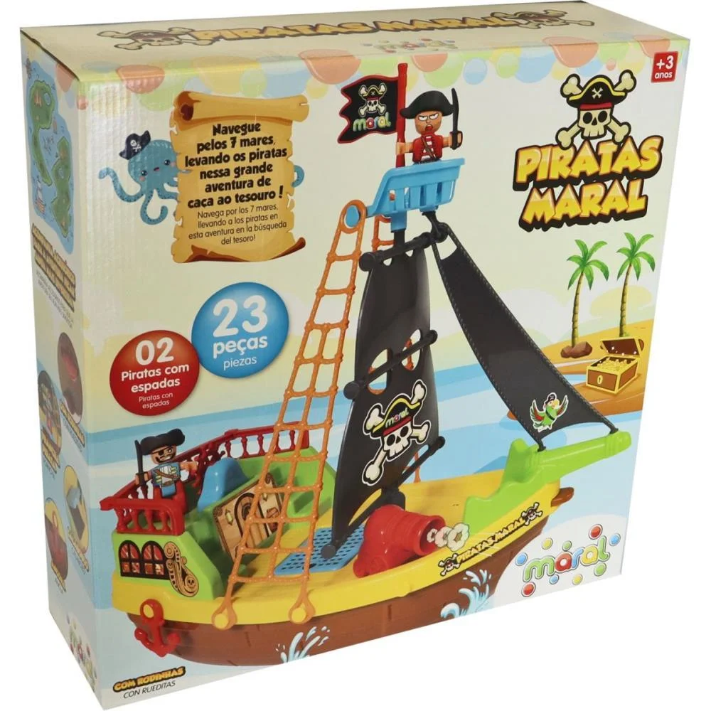 Brinquedo Educativo Barco Pirata C/Bonecos Maral - imagem 3