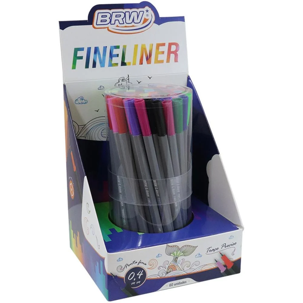 Caneta Com Ponta Porosa Fineliner 0.4Mm 12 Cores Brw C/ 60 Unidades - imagem 3