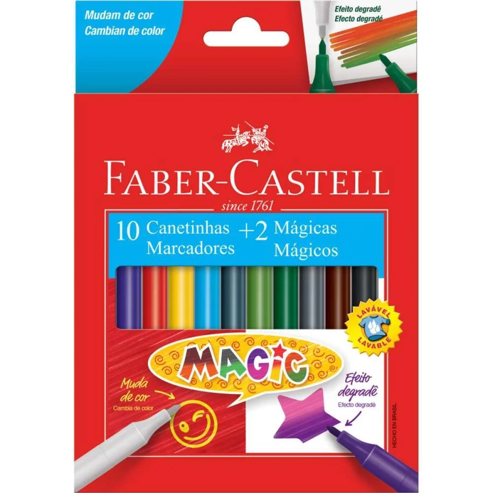 Caneta Hidrografica Magic 10 Cores+2 Faber-Castell (Pct.c/06) - imagem 3