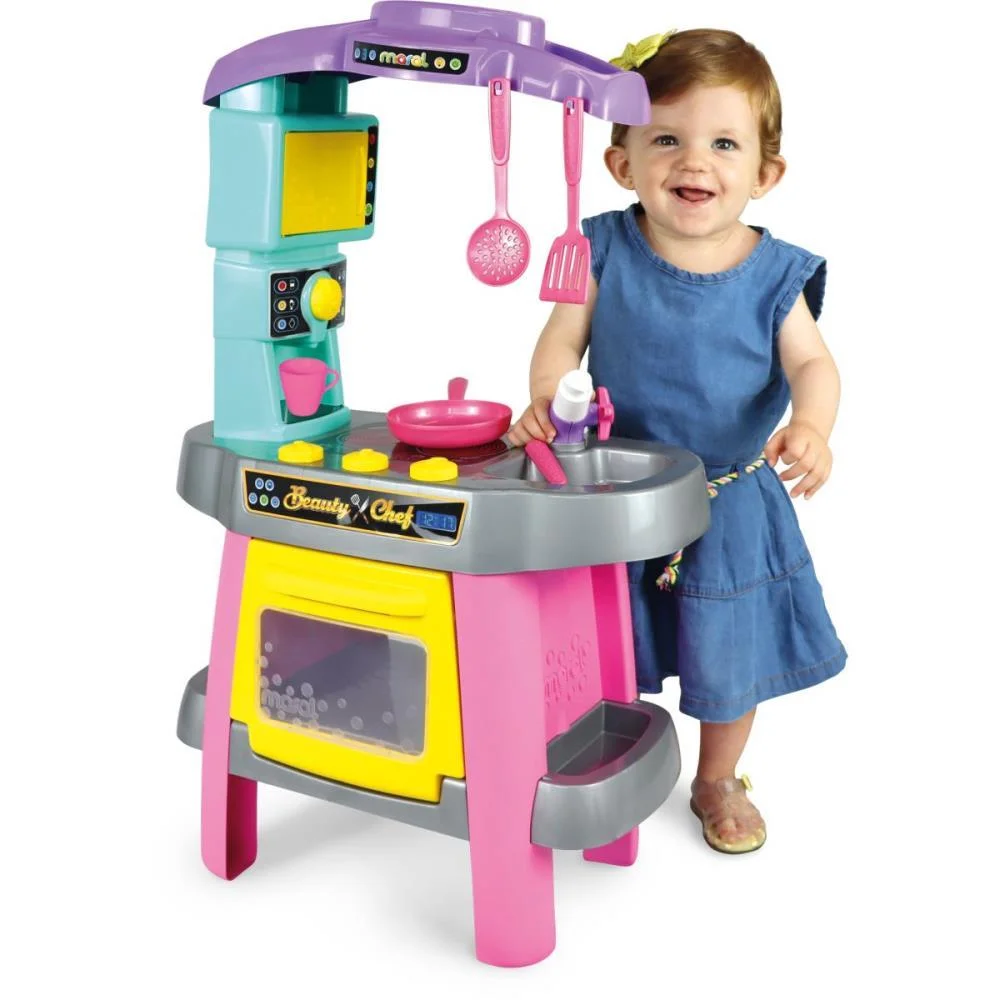 Brincando De Casinha Cozinha Beauty Chef Rosa Maral - imagem 3