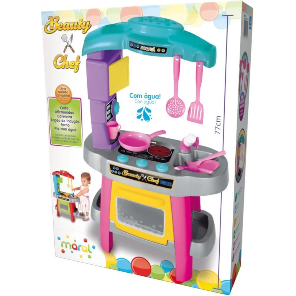 Brincando De Casinha Cozinha Beauty Chef Rosa Maral - imagem 4