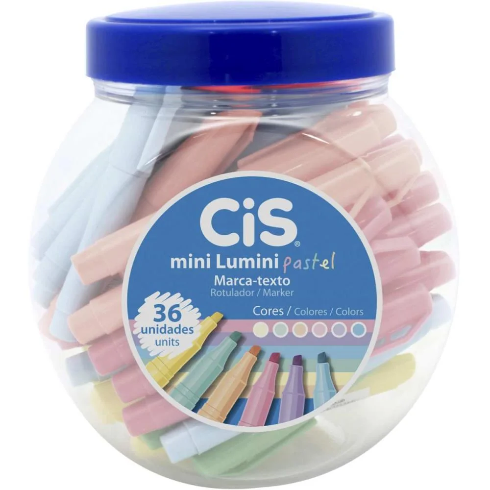 Caneta Marca Texto Cis Lumini Mini Pastel Cores Sertic (Pote-36) - imagem 2