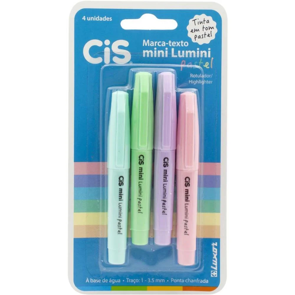 Caneta Marca Texto Cis Lumini Mini Pastel 4 Cores Sertic (Bl.c/04) - imagem 2