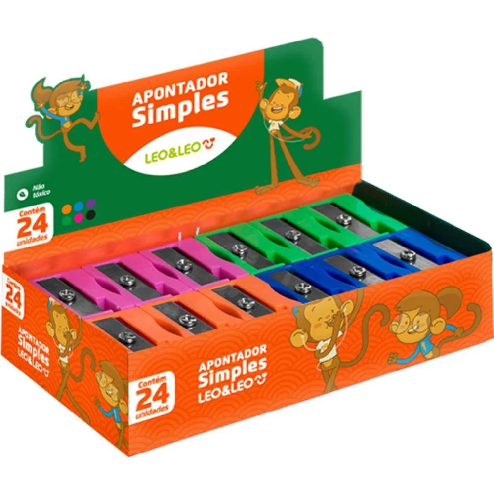 Apontador Sem Deposito Leo E Leo Simples Cores Leonora C/ 24 Unidades - imagem 2