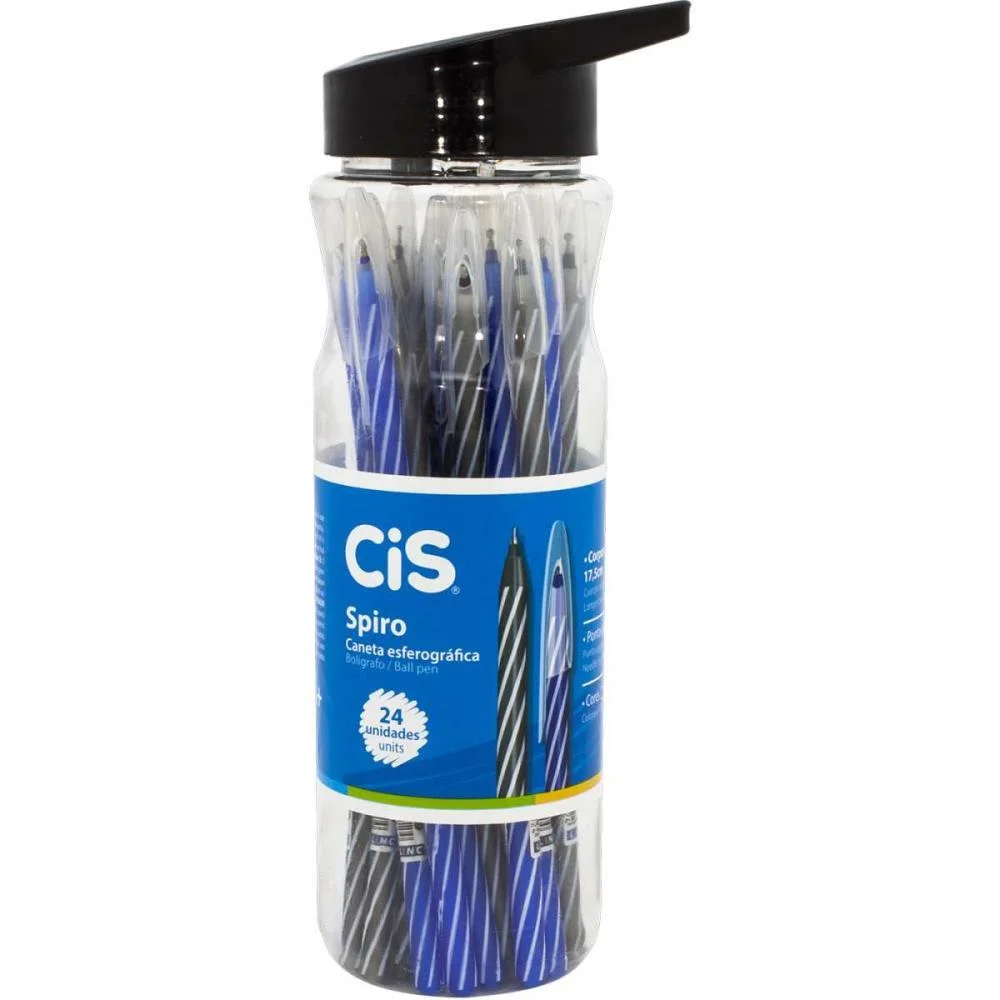 Caneta Esferografica Cis Spiro 0,7Mm Azul E Preta Sertic (Pote-24) - imagem 3