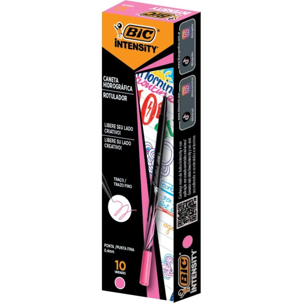 Caneta Com Ponta Porosa Intensity 0.4Mm Rosa Bic (Cx.c/10) - imagem 3