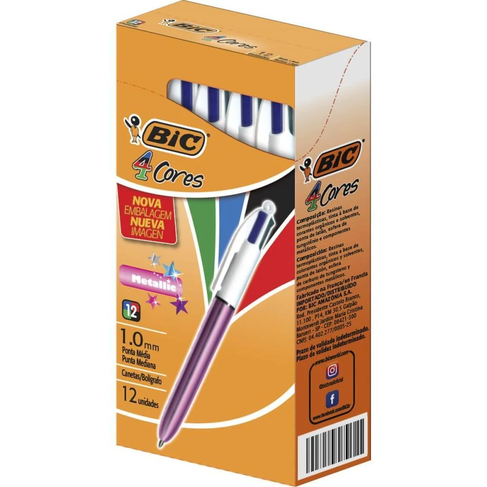Caneta Esferografica Bic 4 Cores Metallic Corpo Rs Bic (Cx.c/12) - imagem 2