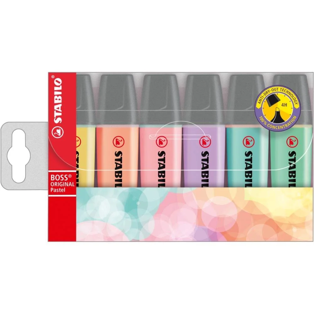 Caneta Marca Texto Stabilo Boss 06 Cores Pastel Sertic (Estojo) - imagem 3