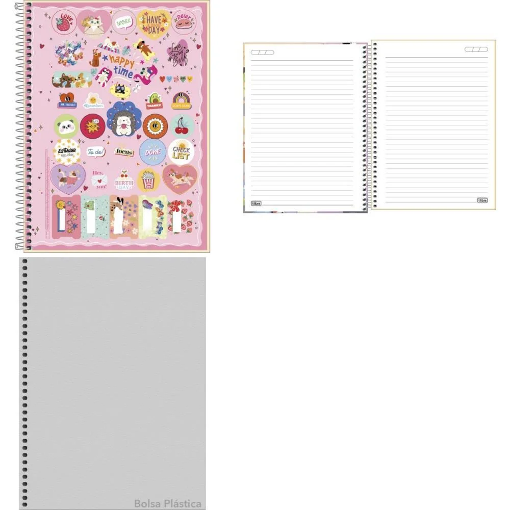 Caderno 10X1 Capa Dura Hug Me 160Fls. Tilibra (Pct.c/04) - imagem 3