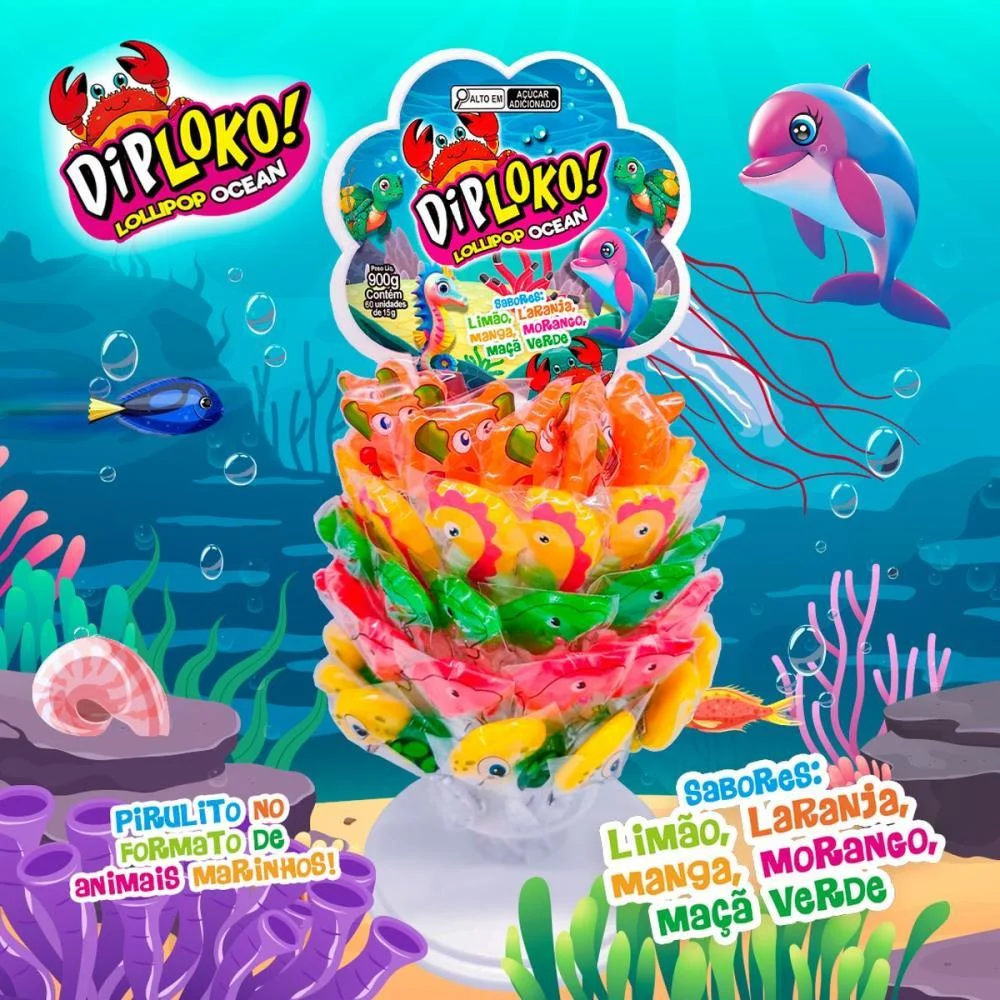 Doce Dip Loko Lollipop Oceano Danilla Foods C/ 60 Unidades - imagem 4