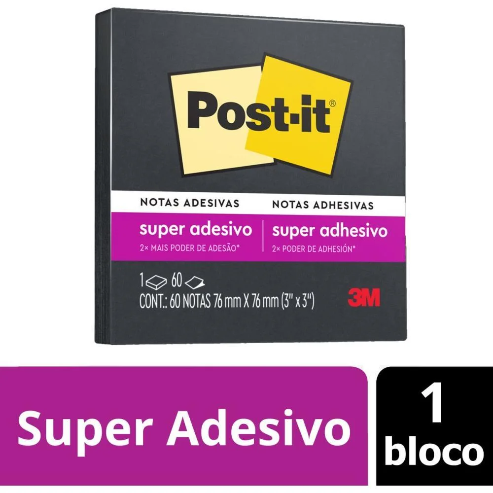 Bloco De Recado Post-It 76X76Mm Preto 60Fls. 3M - imagem 3