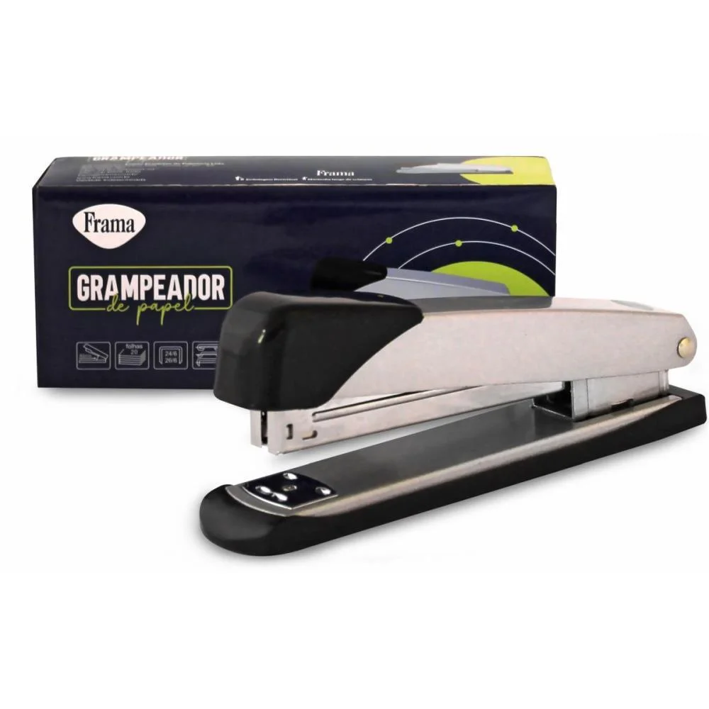Grampeador Metal P/20Fls 26/06 Prata Med.15,8Cm Frama - imagem 2