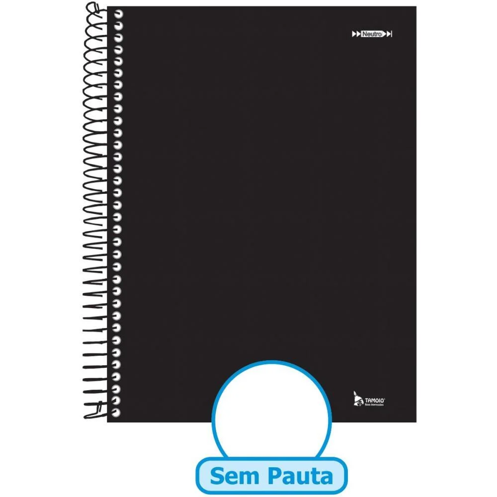 Caderno Espiral Pequeno Capa Dura Neutro Preto 200F Sem Pauta Tamoio (Pct.c/05) - imagem 2