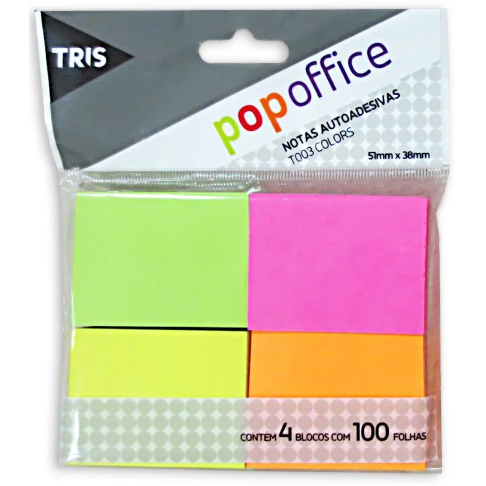 Bloco De Recado Autoadesivo Pop T003 4Cores 50X40Mm 400F. Summit - imagem 2