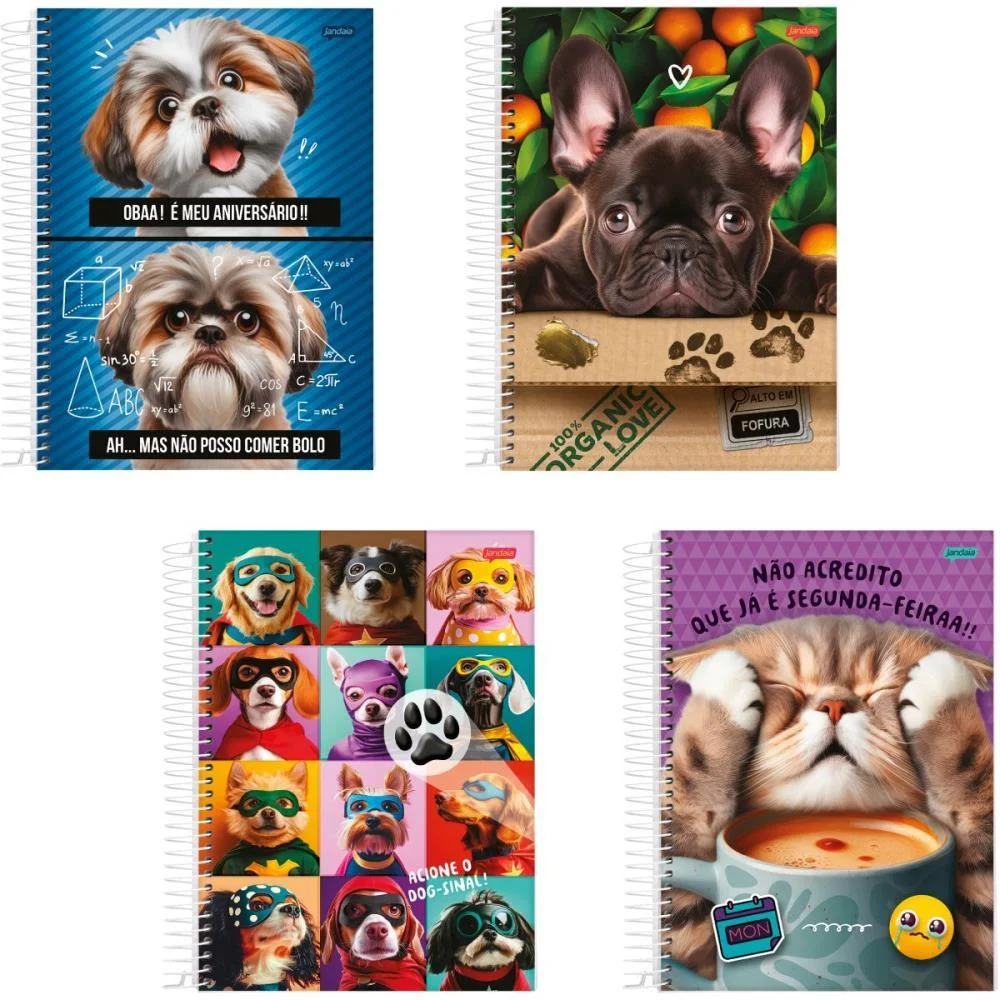 Caderno 01X1 Capa Dura Pets Love 80Fls. Jandaia (Pct.c/04) - imagem 2