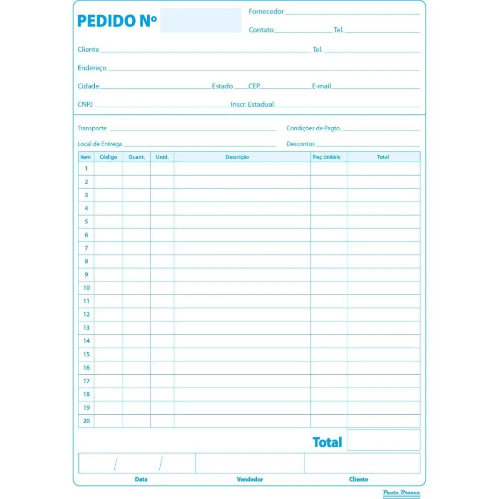 Impresso Talao De Pedido 1/18 Multivias 50Fls 139X209Mm Pauta Branca (Pct.c/20) - imagem 4