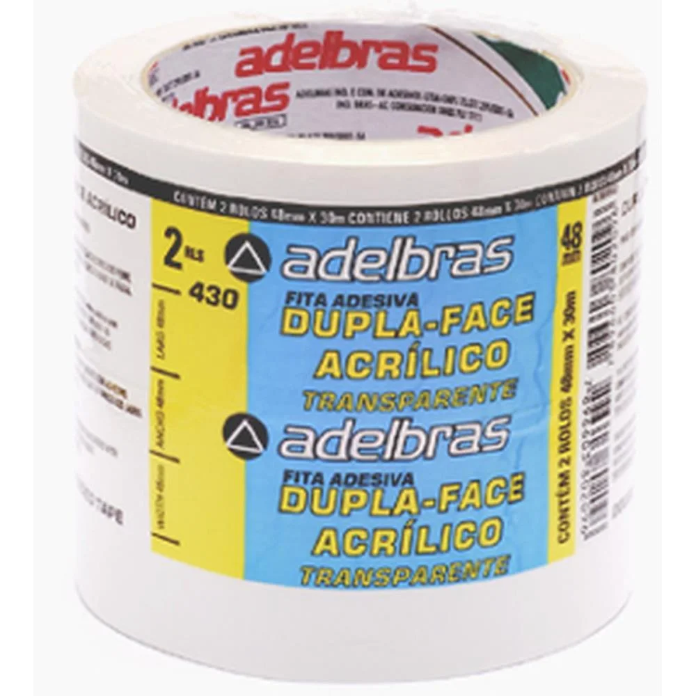 Fita Dupla Face Polipropileno 48Mmx30Mts. Adelbras (Pct.c/02) - imagem 2