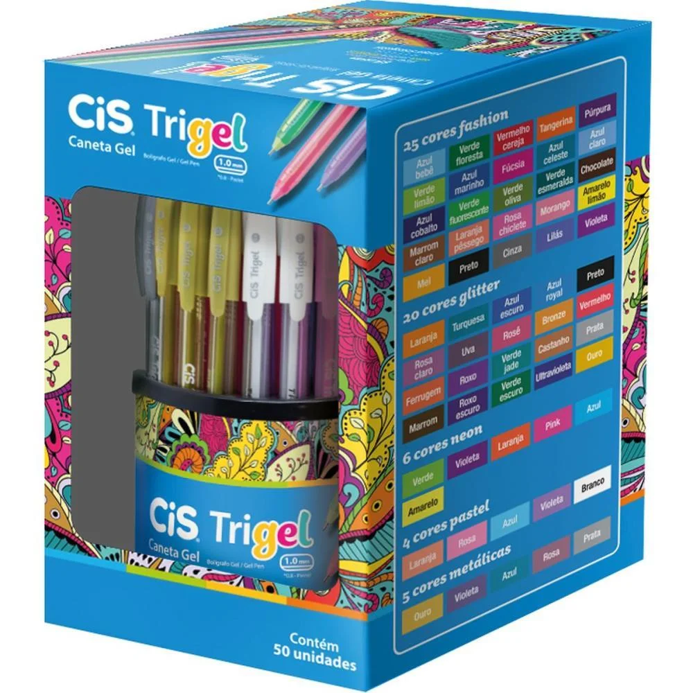 Caneta Gel Cis Trigel 1,0Mm 12 Cores Sertic C/ 50 Unidades - imagem 4