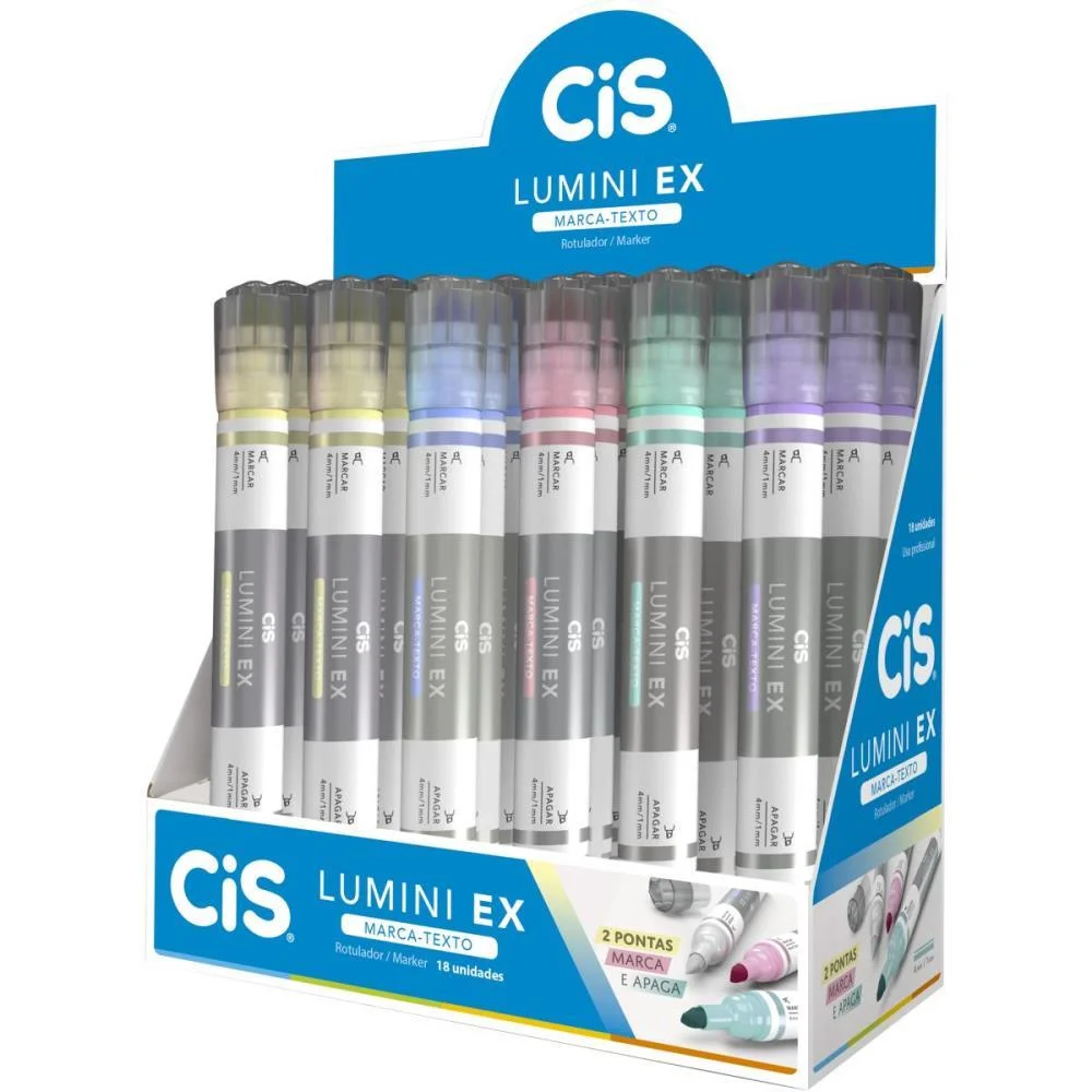 Caneta Marca Texto Cis Lumini Ex 5 Cores Sertic C/ 18 Unidades - imagem 2