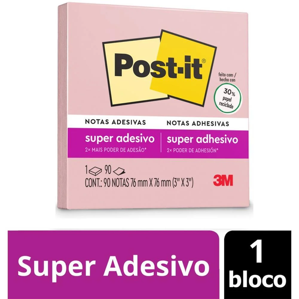 Bloco De Recado Post-It 76X76Mm Rosa Milenio 90Fls. 3M - imagem 3