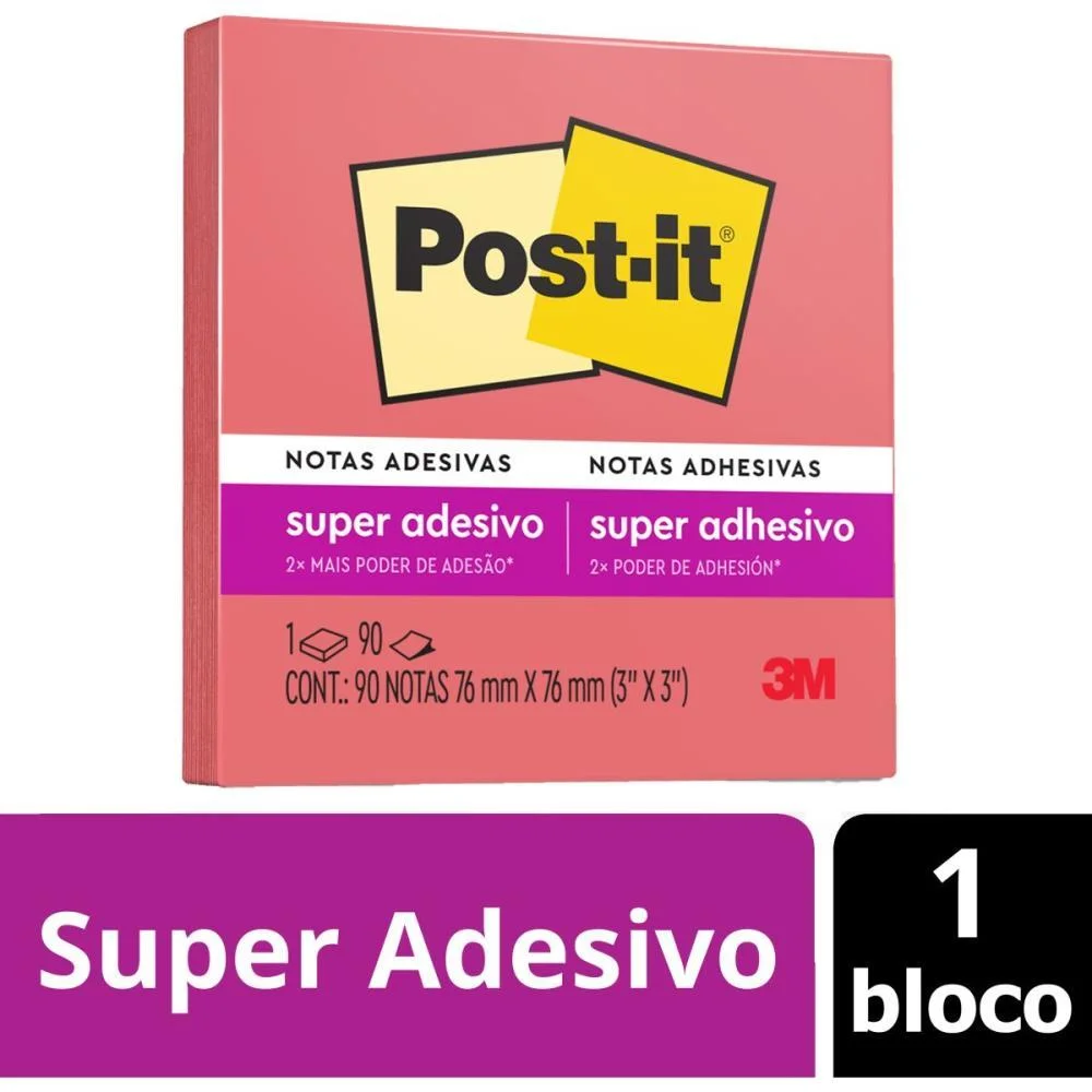 Bloco De Recado Post-It 76X76Mm Poppy 90Fls. 3M - imagem 3