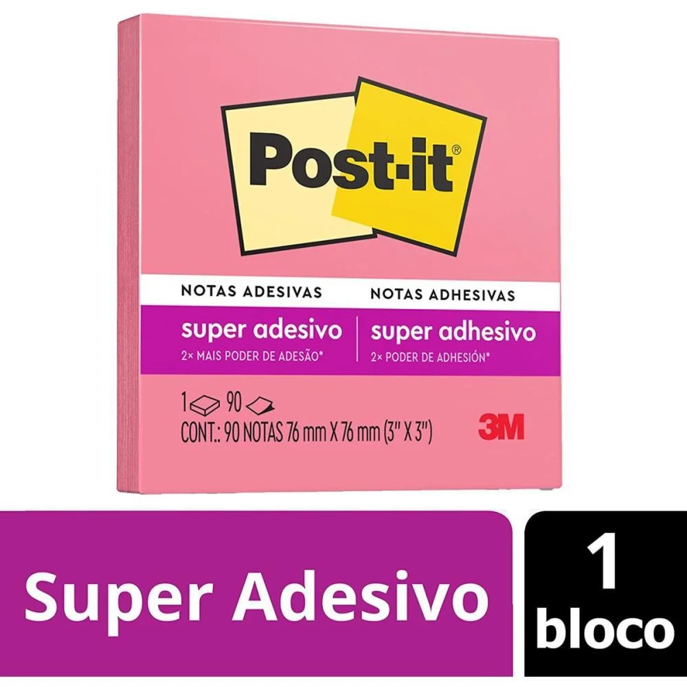 Bloco De Recado Post-It 76X76Mm Pink 90Fls. 3M - imagem 3