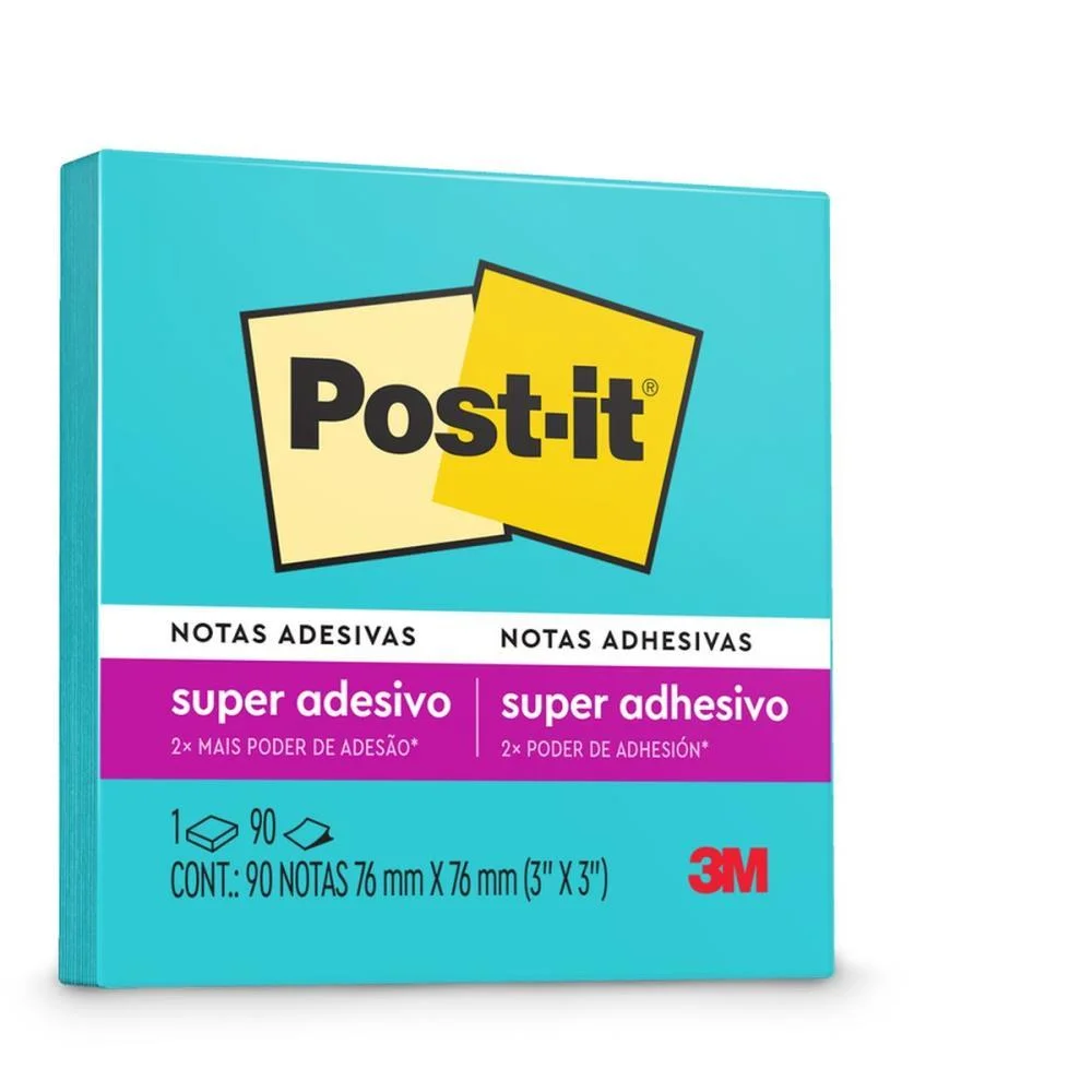 Bloco De Recado Post-It 76X76Mm Azul Eletrico 90Fls. 3M - imagem 2