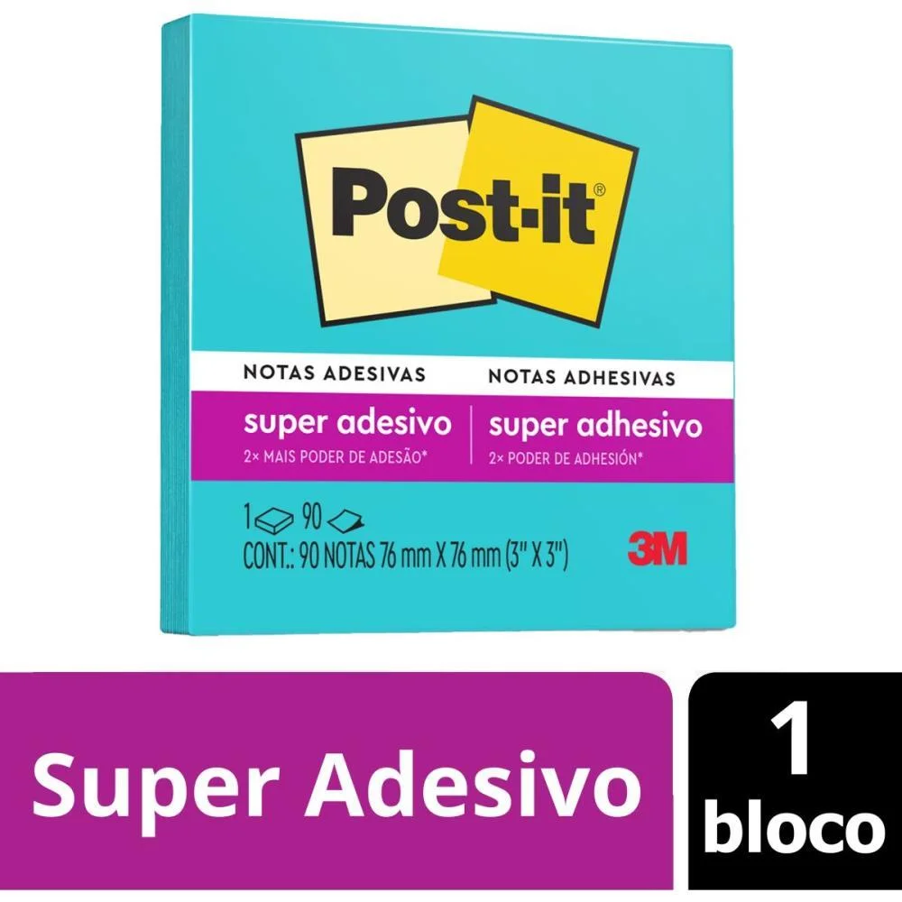 Bloco De Recado Post-It 76X76Mm Azul Eletrico 90Fls. 3M - imagem 3