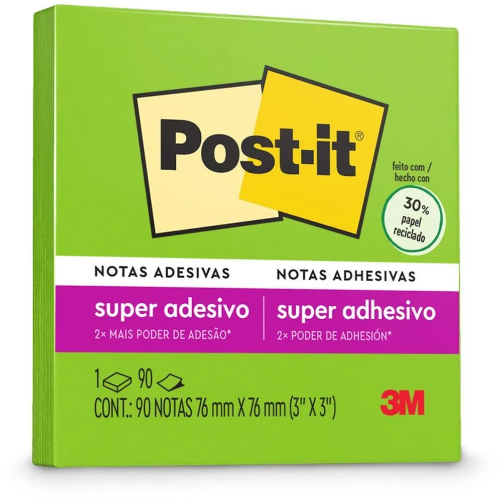 Bloco De Recado Post-It 76X76Mm Verde Limeade 90Fls. 3M - imagem 8