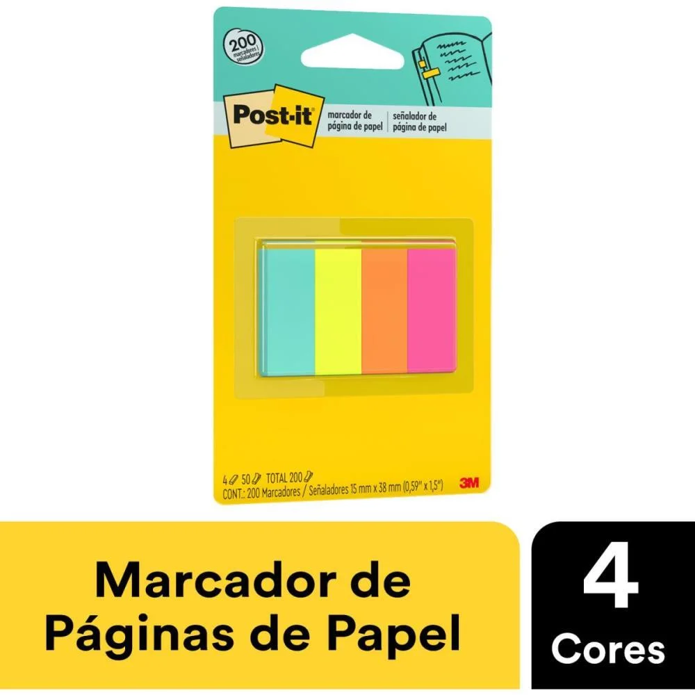 Bloco Marcador Pagina Adesivo Flags 4 Cores 50Fls 3M - imagem 4