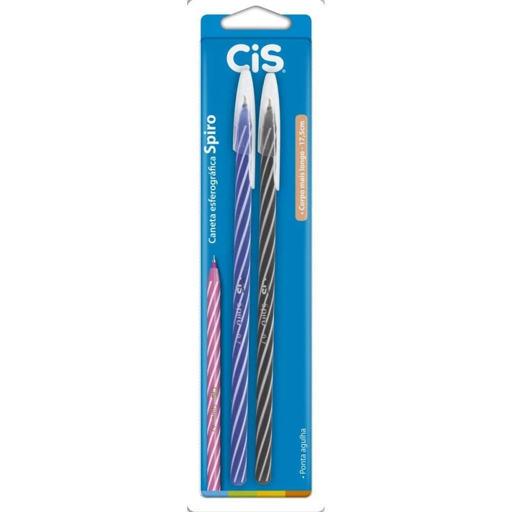 Caneta Esferografica Cis Spiro 0,7Mm Az/Pt Bl.c/2 Sertic (Blister) - imagem 2