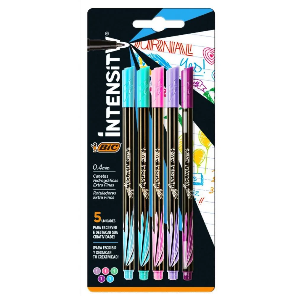 Caneta Com Ponta Porosa Intensity 0.4Mm Pastel 5Cores Bic (Bl.c/05) - imagem 2