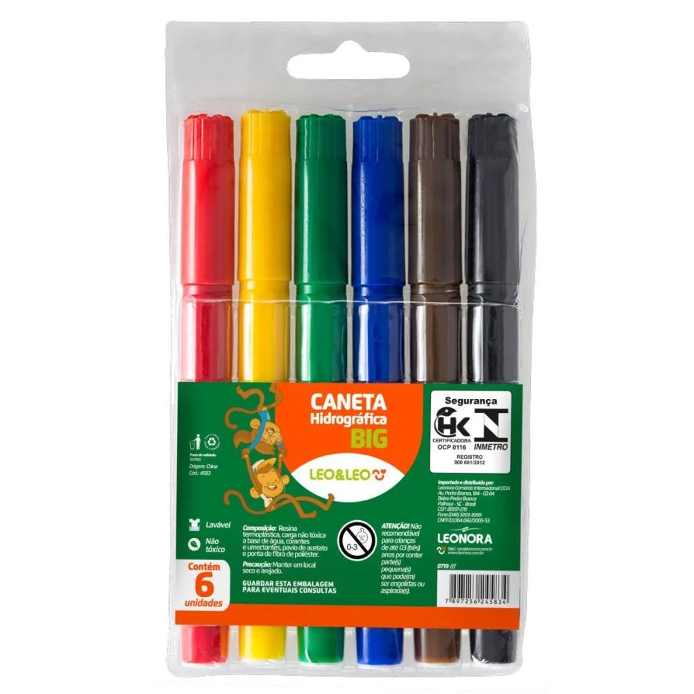 Caneta Hidrografica Jumbo Leo E Leo Big 6 Cores Leonora (Pct.c/12) - imagem 4