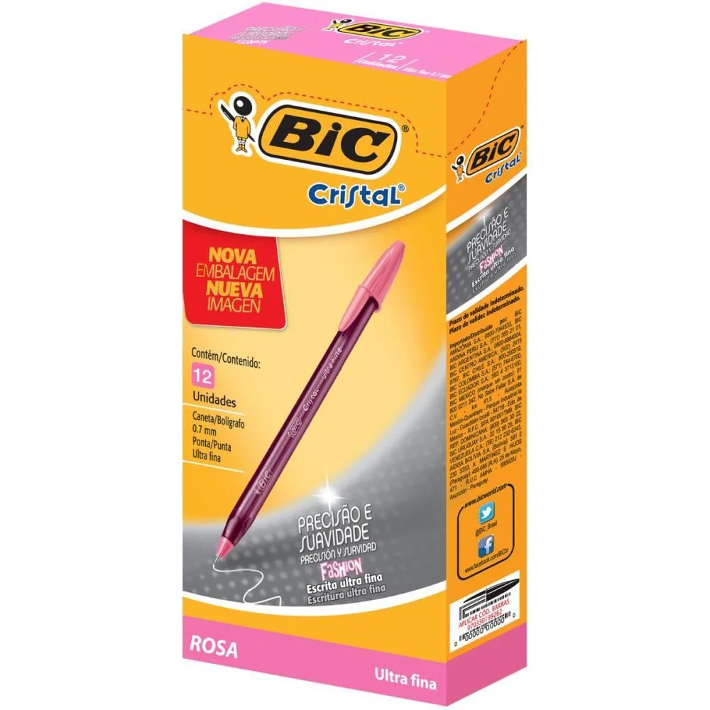 Caneta Esferografica Cristal Fashion Fine Rosa Bic (Cx.c/12) - imagem 2